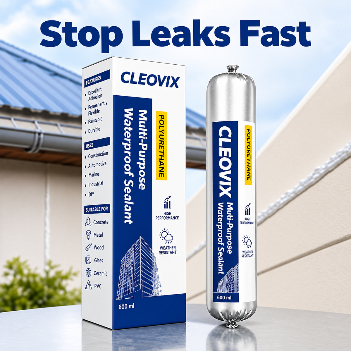CLEOVIX Multi-Purpose Waterproof Sealant — Strong Sealer for Leaks and Cracks 💧